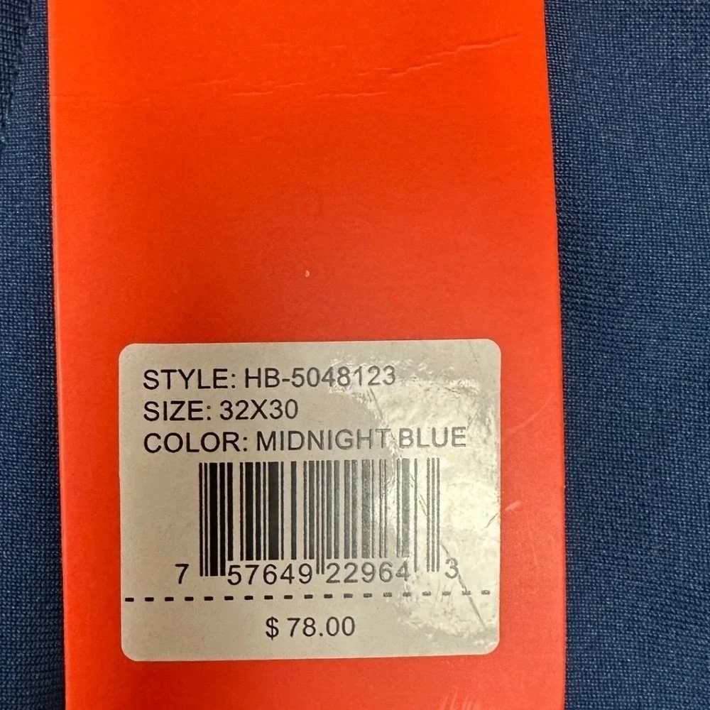 NEW Hudson Barrow Pants Mens 32X30 Midnight Blue Performance Tech Chino 5-Pocket